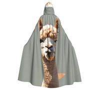 WHJDPP Alpaca avatar Printed Halloween Adult Hooded Cape Cloak - Super Large Hooded Cloak No Zipper