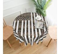 WHJDPP American Camouflage Prints 60 Inch Round Table Throw - Waterproof Table Cover for Dining Table, Coffee Table, Party & Outdoor Use - Soft & Wrinkle Resistant Decor