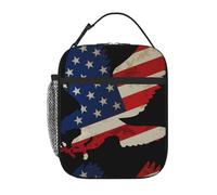 WHJDPP American Eagle and Flag Pattern Portable Handheld Insulated Lunch Bag Suitable for Students to Work and Travel