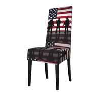 WHJDPP American Flag Veterans Day Pattern dining chair cover is easy to disassemble and made of high resilience fabric that is wear-resistant