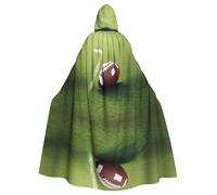 WHJDPP American Football Ball On Grass Sports Prints Halloween Adult Hooded Cloak for Costume Parties and Theme Events