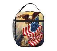 WHJDPP American USA Flag Eagle Art Pattern Portable Handheld Insulated Lunch Bag Suitable for Students to Work and Travel