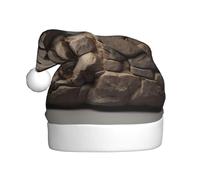 WHJDPP Ancient stone sticky Picture Men's and women's plush Christmas hats, adult New Year's holiday party caps