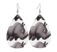 WHJDPP angry rhino Prints Drip Earrings - Faux Leather Charms for Women - Lightweight Dangling Jewelry - Party & Holiday Accents