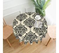 WHJDPP Asian Elephants Prints 60 Inch Round Table Throw - Waterproof Table Cover for Dining Table, Coffee Table, Party & Outdoor Use - Soft & Wrinkle Resistant Decor