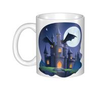 WHJDPP Bats flying to the castle Picture mug ceramic Mugs for cappuccino, latte, cereal, yogurt, milk, hot or cold drinks Micro-wave oven