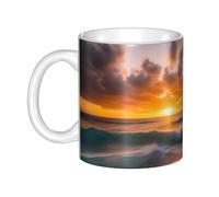 WHJDPP Beach Maui Hawaii Sunset Sea Waves Clouds Printed mug ceramic Mugs for cappuccino, latte, cereal, yogurt, milk, hot or cold drinks Micro-wave oven