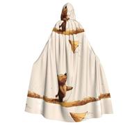 WHJDPP Bear flying a kite Printing Halloween Adult Hooded Cloak No Zipper, Comfortable & Durable for Role-Playing