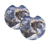 WHJDPP Bear Running on Snow Pattern Car Coasters Set of 2 - Durable Rubber Cup Holder Protectors, Waterproof & Odorless for All Vehicles