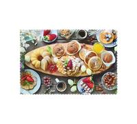 WHJDPP Beautiful Breakfast Prints Placemats Set of 6 12x18in - Durable Table Layers for Stylish Home, Hotel & Festive Gatherings