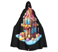 WHJDPP Beautiful candy house Picture Halloween Adult Hooded Cape Cloak with Bow Tie for Costume Parties, Cosplay