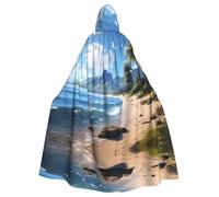 WHJDPP Beautiful hawaii beach Printing Adult Hooded Cloak is a super large, comfortable, and durable Halloween hooded poncho