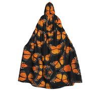 WHJDPP beautiful monarch butterfly Printed Halloween Adult Hooded Cape Cloak with Bow Tie for Costume Parties, Cosplay