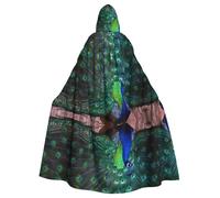 WHJDPP Beautiful Peacock Picture Halloween Adult Hooded Cape Cloak - Super Large Hooded Cloak No Zipper