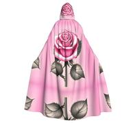 WHJDPP Beautiful pink roses Printing Adult Hooded Cloak is a super large, comfortable, and durable Halloween hooded poncho
