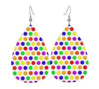 WHJDPP Beautiful Polka Dot Prints Drip Earrings - Faux Leather Charms for Women - Lightweight Dangling Jewelry - Party & Holiday Accents