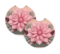 WHJDPP Beautiful vintage pink flower Pattern Car Coasters Set of 2 - Durable Rubber Cup Holder Protectors, Waterproof & Odorless for All Vehicles