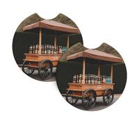 Whjdpp Beer Stall On The Street Printing Car Interior Cup Holder Pad 2 Pc Waterproof & Quick for Cars, Trucks, Suvs, and Ships