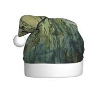 WHJDPP Birds chirping on the willow tree Picture Men's and women's plush Christmas hats, adult New Year's holiday party caps