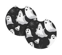Whjdpp Black and Halloween Ghost Printing Car Interior Cup Holder Pad 2 Pc Waterproof & Quick for Cars, Trucks, Suvs, and Ships