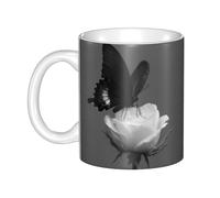 WHJDPP Black and white silence Picture mug ceramic Mugs for cappuccino, latte, cereal, yogurt, milk, hot or cold drinks Micro-wave oven