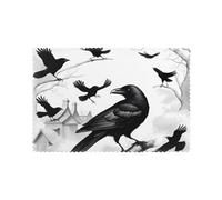WHJDPP Black Crow Birds Pattern Placemats for Dining Table Set of 6 12x18in Heat Resistant, Washable, and Durable Placemats for Kitchen, Home, Hotel