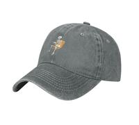 WHJDPP Black Skeleton Reading a Picture Book Picture Washed Cowboy Baseball Cap for Adults - Stylish and Breathable Hat, Gray, One size