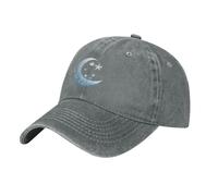 WHJDPP Black Snowflakes on The Moon Picture Washed Cowboy Baseball Cap for Adults - Stylish and Breathable Hat, Gray, One size