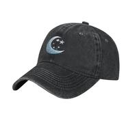 WHJDPP Black Snowflakes on The Moon Picture Washed Cowboy Baseball Cap for Adults - Stylish and Breathable Hat
