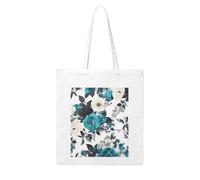 WHJDPP Black White Teal Gray Rose Flowers Printing Woman Canvas Tote Bag Strong and durable for traveling, shopping, Daily One Size