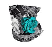 WHJDPP Black White Teal Gray Rose Flowers Prints Multi-Functional Sport Headband - Seamless Knit Tube Cover for Running, Hiking, Cycling, Beach & Travel - Soft, Quick-Drying, Versatile Headwear