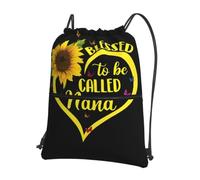 WHJDPP Blessed to Be Called Sunflower Prints Drawstring Backpack - Lightweight Water-Resistant Sport Bag with Zipper Pocket - Gym, Travel, Yoga & Hiking