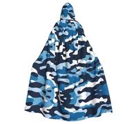 WHJDPP Blue Camo Prints Halloween Adult Hooded Cloak for Costume Parties and Theme Events