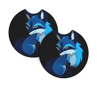 WHJDPP Blue fox Pattern Car Coasters Set of 2 - Durable Rubber Cup Holder Protectors, Waterproof & Odorless for All Vehicles