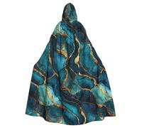WHJDPP blue gold foil marble Printing Adult Hooded Cloak is a super large, comfortable, and durable Halloween hooded poncho