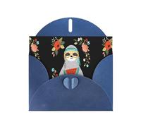 WHJDPP Blue Greeting Card Cute Sloth Printing 4x6in for Christmas, children's birthdays, Valentine's Day, wedding anniversaries, and party invitations
