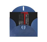 WHJDPP Blue Greeting Card Firefighter Axe Red Line Flag Printing 4x6in for Christmas, children's birthdays, Valentine's Day, wedding anniversaries, and party invitations