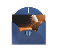 WHJDPP Blue Greeting Card Nature Scenic Horse Printing 4x6in for Christmas, children's birthdays, Valentine's Day, wedding anniversaries, and party invitations