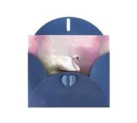 WHJDPP Blue Greeting Card White Swan Printing 4x6in for Christmas, children's birthdays, Valentine's Day, wedding anniversaries, and party invitations