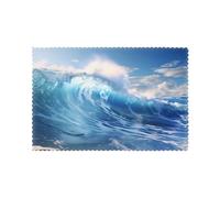 WHJDPP Blue Ocean Waves Prints Placemats Set of 6 12x18in - Durable Table Layers for Stylish Home, Hotel & Festive Gatherings