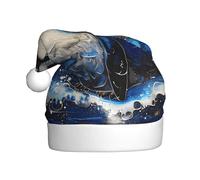 WHJDPP Blue Penguin on the Moon Picture Christmas hat for Adult Suitable for Halloween, Christmas and New Year wear