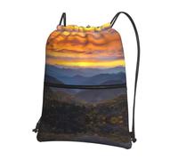 WHJDPP Blue Ridge Parkway Mountains Prints Drawstring Zipper Backpack - Lightweight Water-Resistant Sport Gym Bag with Front Pocket & Internal Organizer - Ideal for Travel, Yoga, and Hiking