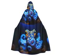 WHJDPP Blue ringed octopus Printed Halloween Adult Hooded Cape Cloak - Super Large Hooded Cloak No Zipper