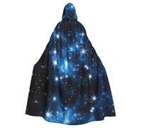 WHJDPP blue shining stars Printing Adult Hooded Cloak is a super large, comfortable, and durable Halloween hooded poncho