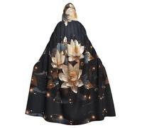 WHJDPP Bohemian Golden Lotus Printed Halloween Adult Hooded Cape Cloak - Super Large Hooded Cloak No Zipper