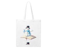 WHJDPP Bow snowman in the book Picture Woman Canvas Tote Bag Strong and durable for traveling, shopping, Daily One Size