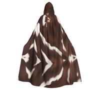 WHJDPP Brown Cowhide Printed Halloween Adult Hooded Cape Cloak - Super Large Hooded Cloak No Zipper