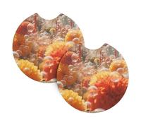 WHJDPP Bubble Hydrangea Pattern Car Coasters Set of 2 - Durable Rubber Cup Holder Protectors, Waterproof & Odorless for All Vehicles