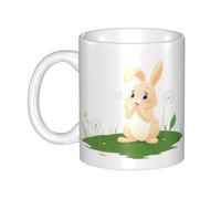 WHJDPP Bunny blowing dandelions Picture mug ceramic Mugs for cappuccino, latte, cereal, yogurt, milk, hot or cold drinks Micro-wave oven