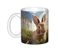 WHJDPP Bunny on Green Grass Picture mug ceramic Mugs for cappuccino, latte, cereal, yogurt, milk, hot or cold drinks Micro-wave oven